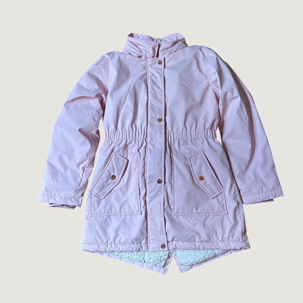 Member's Mark Parka Jacket Kids Pink Sherpa Lined Missing Hood SIZE L 10/12